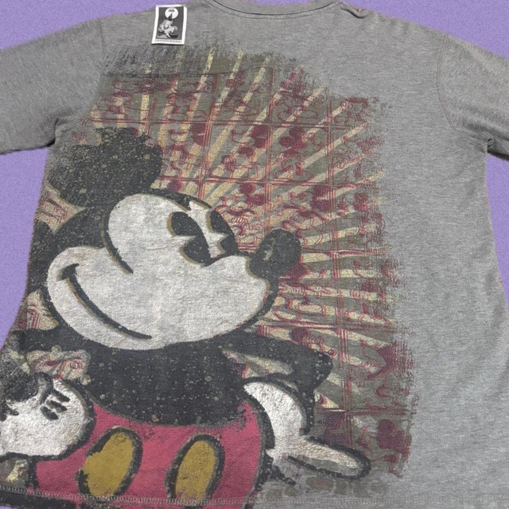 Disney Mickey Mouse Vintage Y2K Gray Polo Shirt Graphic Back Mens Large XL
